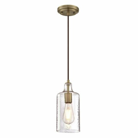 BRILLIANTBULB Mini Pendant with Clear Textured Glass - Antique Brass BR1640537